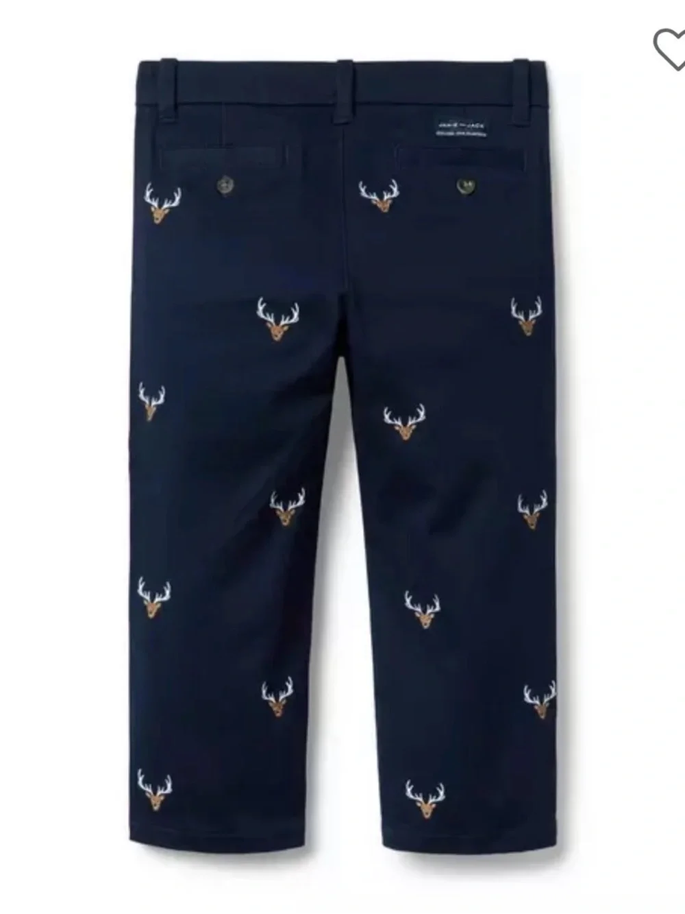 Janie and Jack Navy Pants with Embroidered Deer Motif